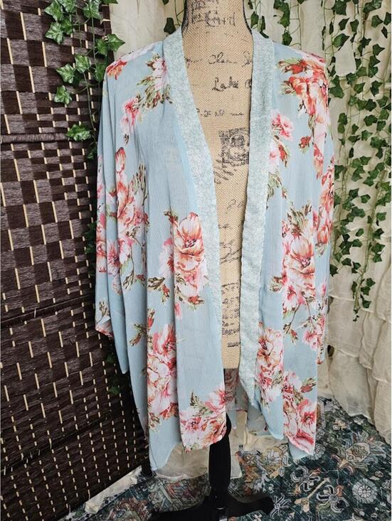Band of Gypsies Other - Band of Gypsies Blue Floral Kimono Boho Cottagecore Fairycore Sheer Cardigan
